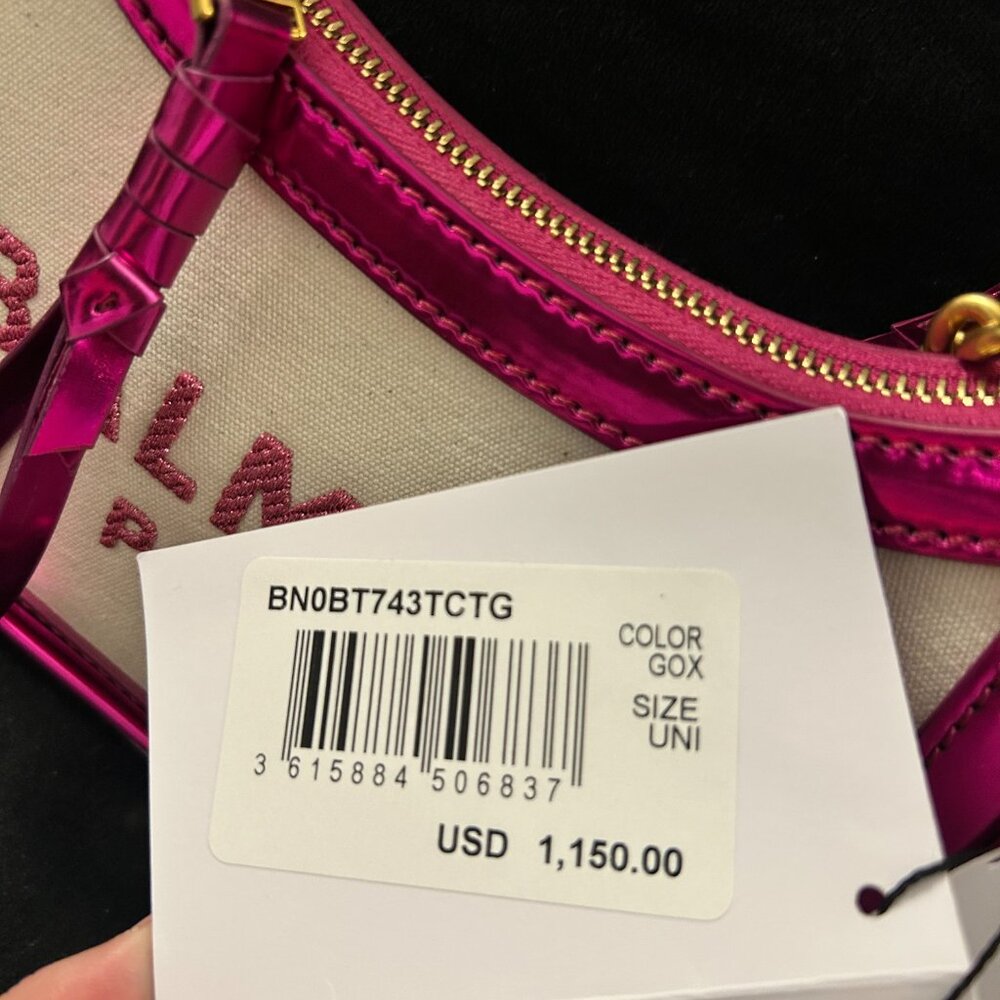 Balmain B-Army Shoulder canvas leather metallic pink bag NWT - Picture 5 of 7